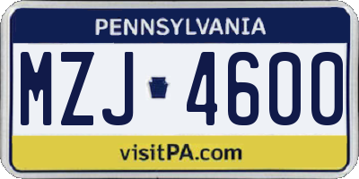PA license plate MZJ4600