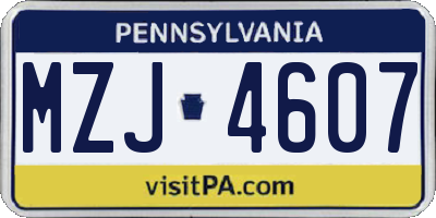 PA license plate MZJ4607