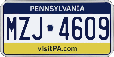 PA license plate MZJ4609