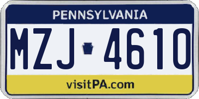 PA license plate MZJ4610