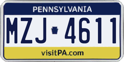 PA license plate MZJ4611