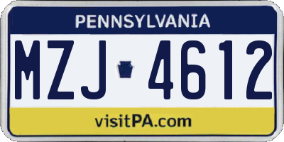 PA license plate MZJ4612