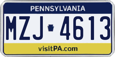 PA license plate MZJ4613