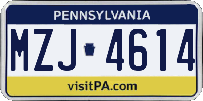 PA license plate MZJ4614
