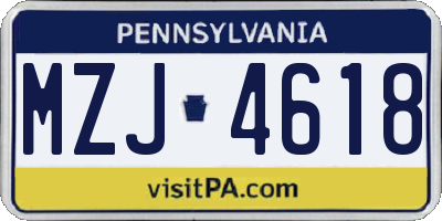 PA license plate MZJ4618