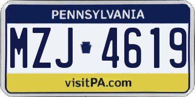 PA license plate MZJ4619