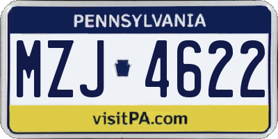 PA license plate MZJ4622