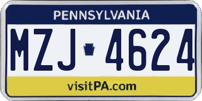 PA license plate MZJ4624