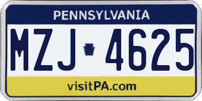 PA license plate MZJ4625