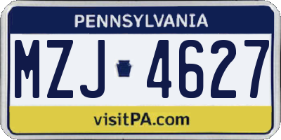 PA license plate MZJ4627