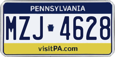 PA license plate MZJ4628