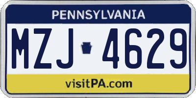 PA license plate MZJ4629