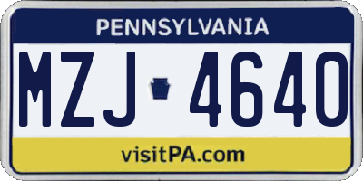 PA license plate MZJ4640
