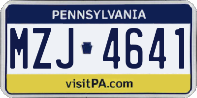PA license plate MZJ4641