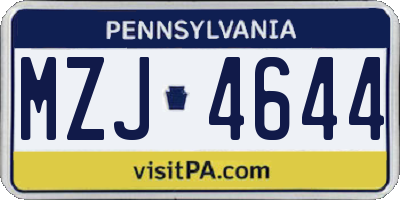 PA license plate MZJ4644