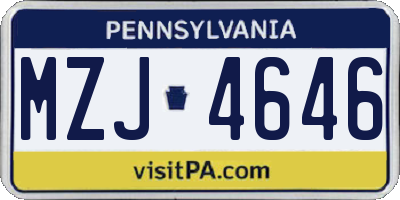 PA license plate MZJ4646