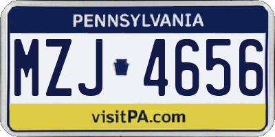 PA license plate MZJ4656