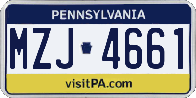 PA license plate MZJ4661