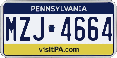 PA license plate MZJ4664