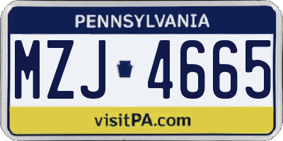 PA license plate MZJ4665
