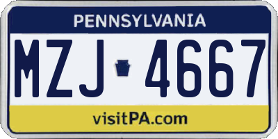 PA license plate MZJ4667