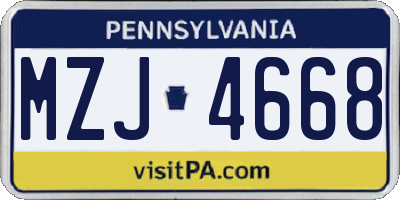 PA license plate MZJ4668