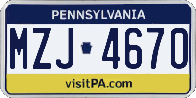 PA license plate MZJ4670