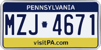 PA license plate MZJ4671