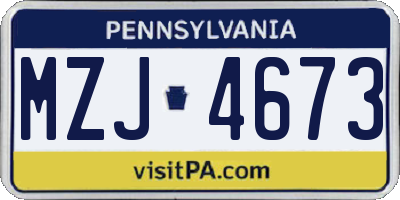 PA license plate MZJ4673