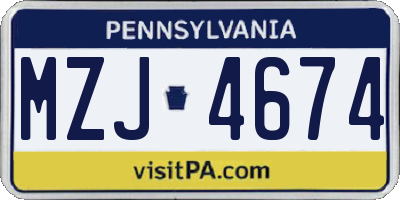 PA license plate MZJ4674