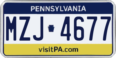 PA license plate MZJ4677