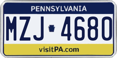PA license plate MZJ4680