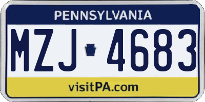 PA license plate MZJ4683