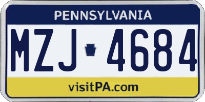 PA license plate MZJ4684