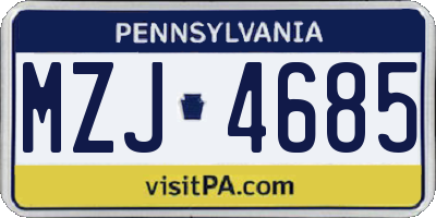 PA license plate MZJ4685