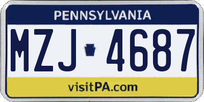 PA license plate MZJ4687