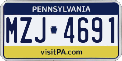 PA license plate MZJ4691