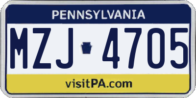 PA license plate MZJ4705