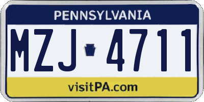 PA license plate MZJ4711
