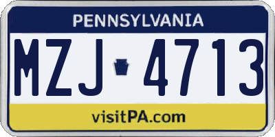 PA license plate MZJ4713