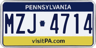 PA license plate MZJ4714
