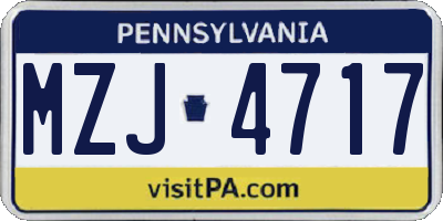 PA license plate MZJ4717