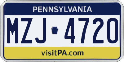 PA license plate MZJ4720
