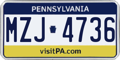 PA license plate MZJ4736