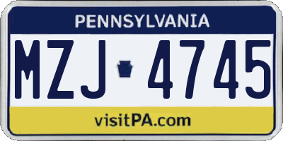 PA license plate MZJ4745