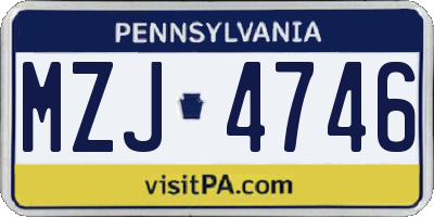 PA license plate MZJ4746
