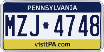 PA license plate MZJ4748