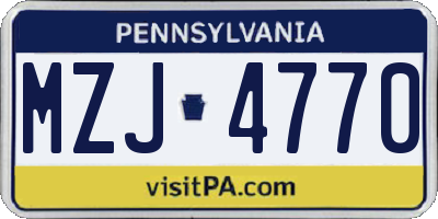 PA license plate MZJ4770