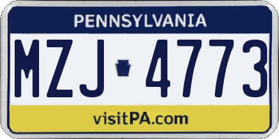 PA license plate MZJ4773