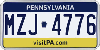 PA license plate MZJ4776